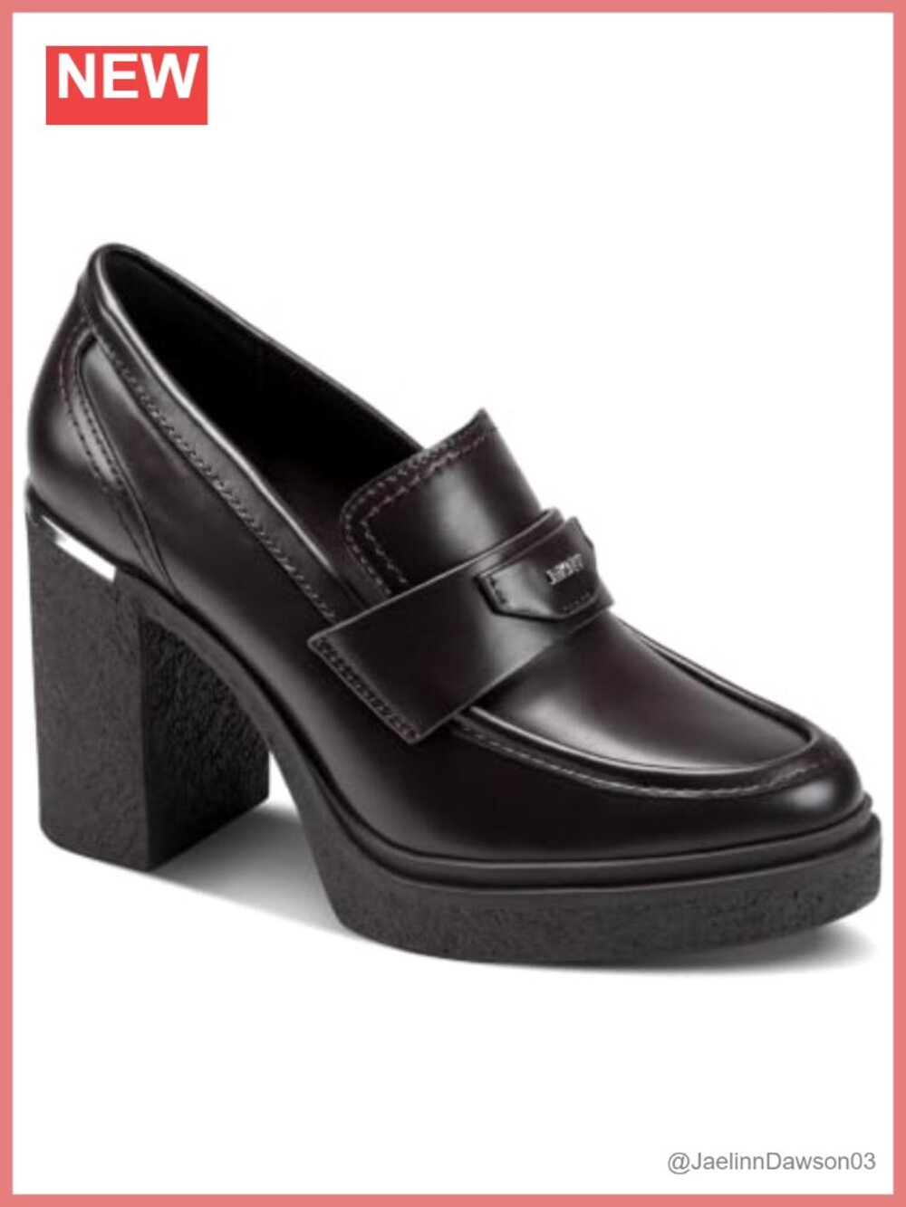 DKNY Tafani Heeled Loafer Brown Block Heel Pull-On Women's Shoe